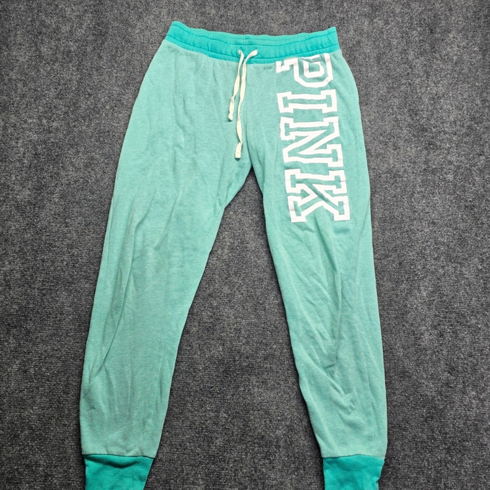 PINK Victorias Secret Mint Turquoise Fleece Jogger Sweatpants Womens XS